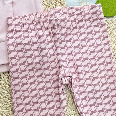 Conj. Casaco de Moletom Cavalinho com Flores Bordadas e Calça Legging - Rose